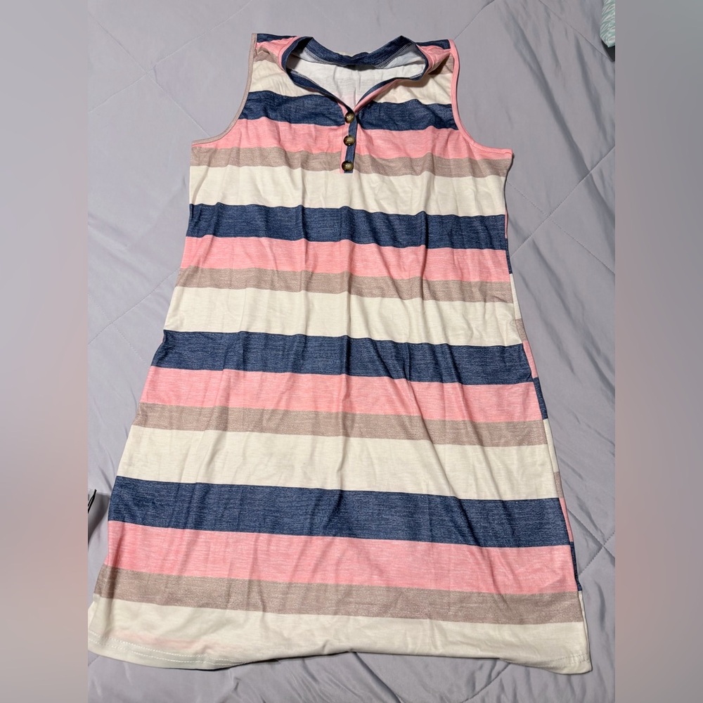 SHEIN Striped Sleeveless Mini Dress - Pink, Blue, and Cream